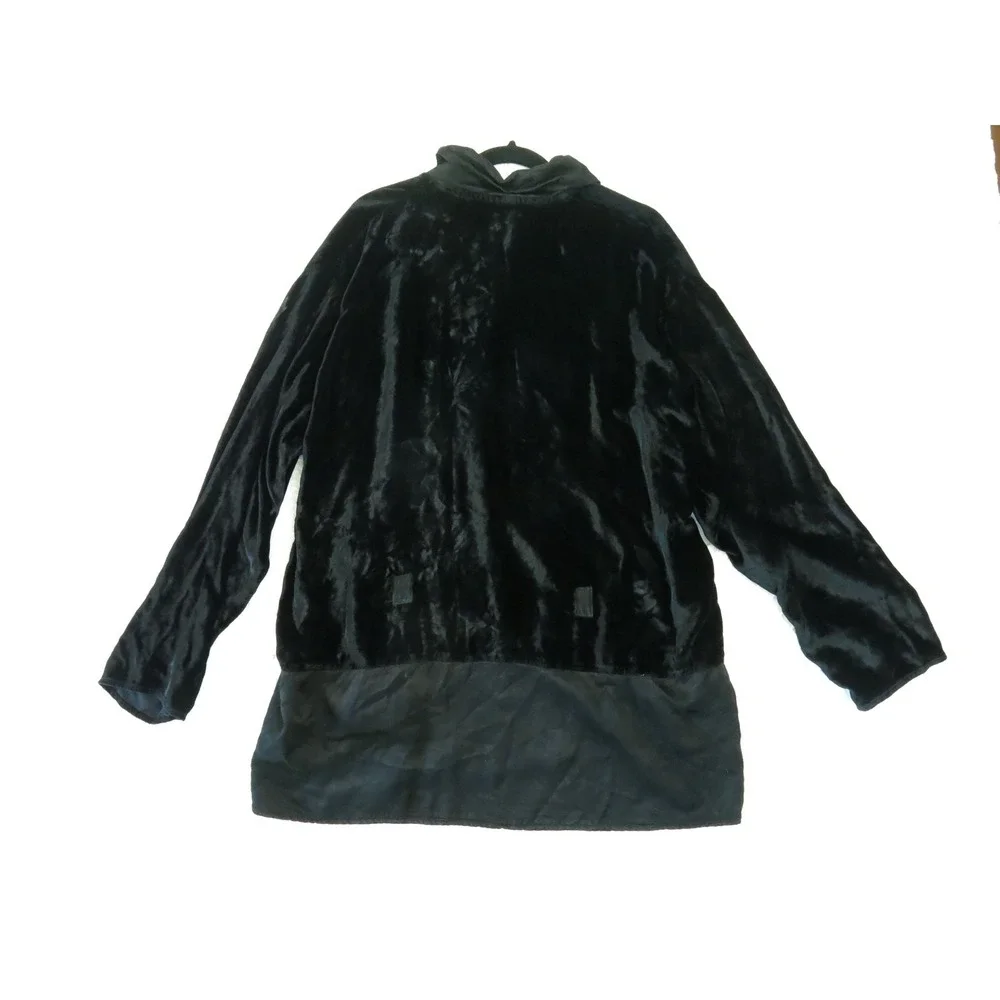 Whimsigoth Vtg 90s Y2K Black Velvet Rayon A La Mode Shirt Witchcore Grunge - Picture 9 of 13